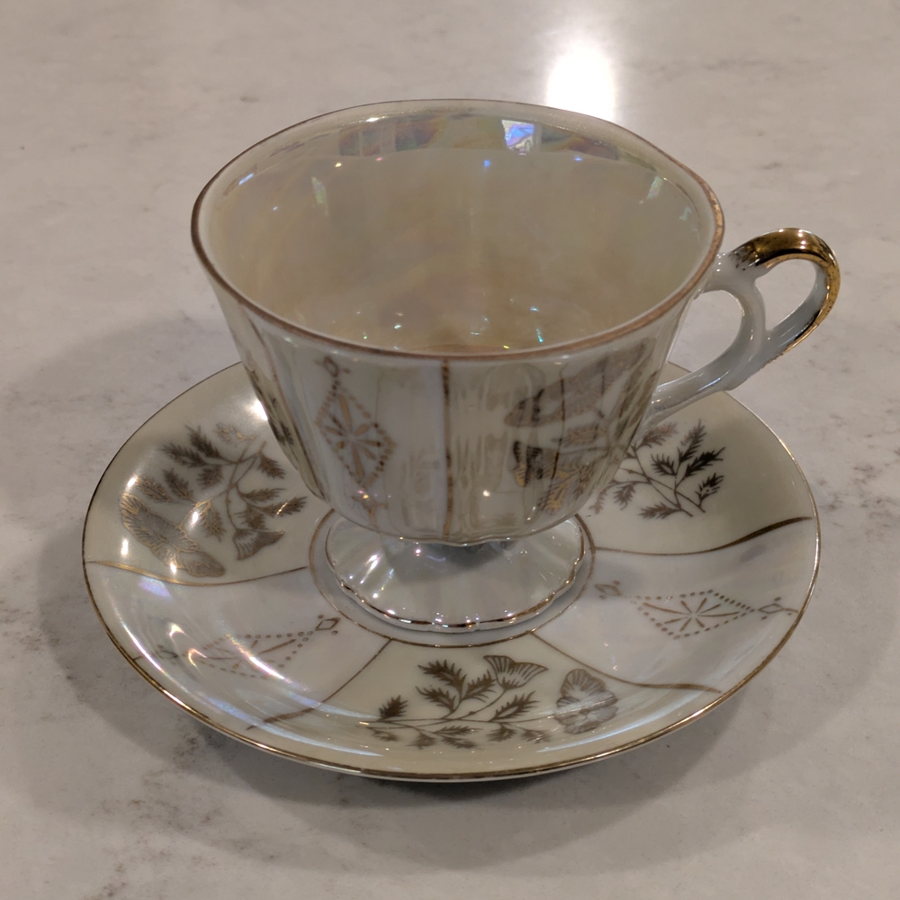 Vintage Occupied Japan Elegant Gold and Cream Porcelain Tea Cup and Saucer Set